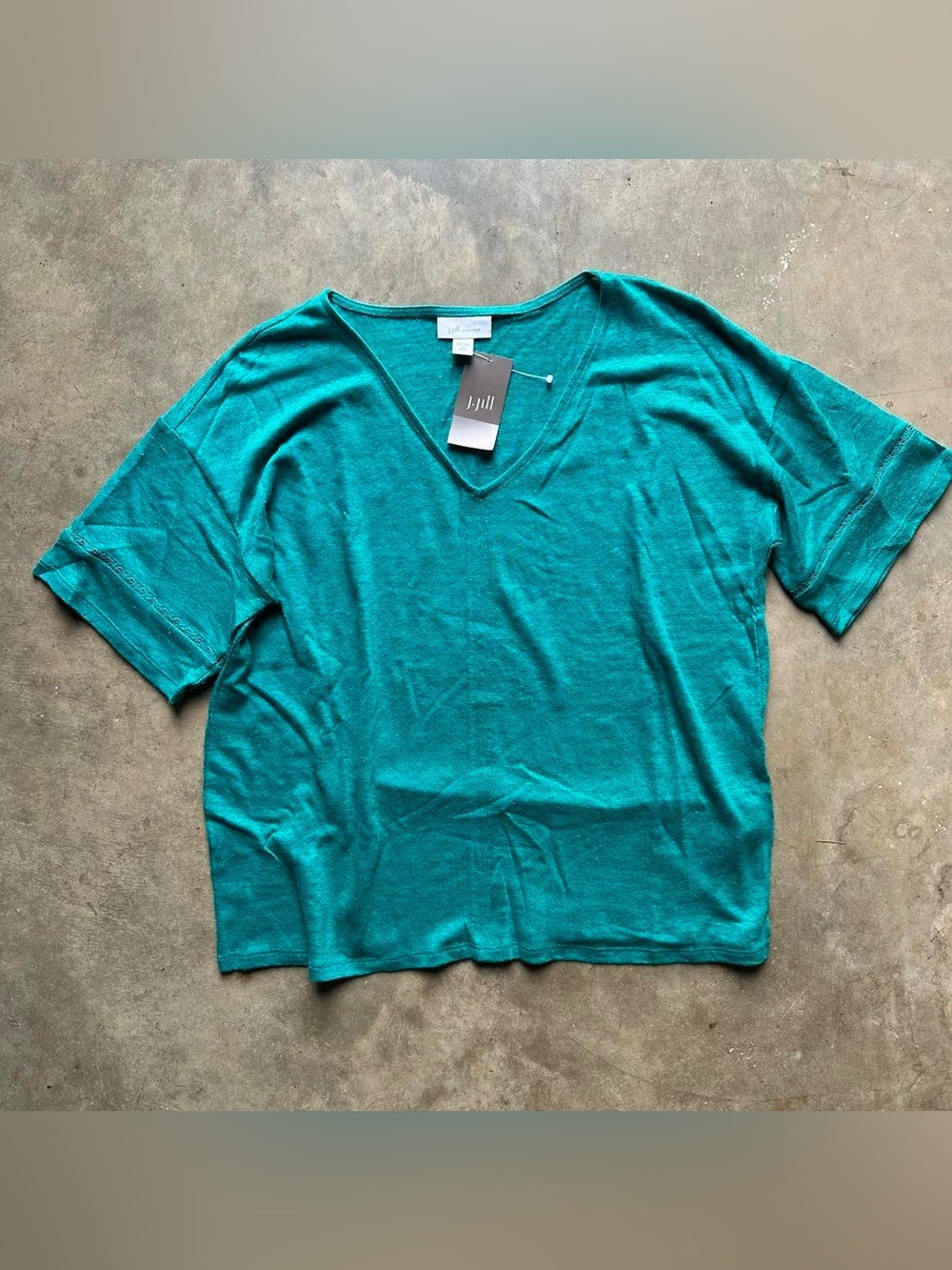 Brand new with tags j.jill teal linen blend top